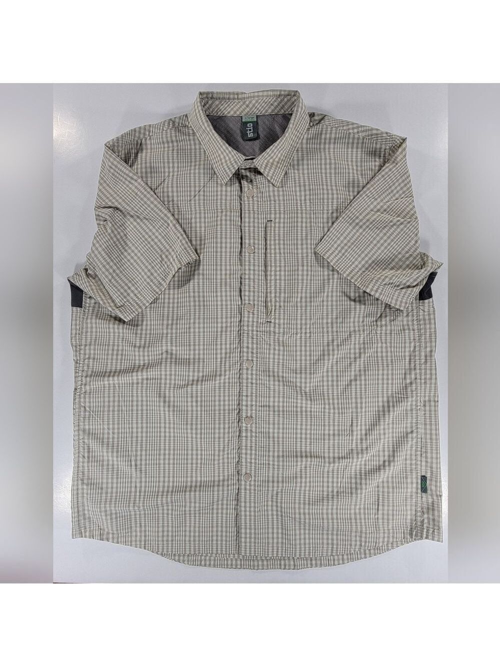 Stio Shirt Mens XL Beige Plaid Snap Front Hagen Trail Vented Hiking Fishing Wick